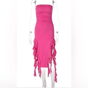 Pink Tube Ruffle Dress